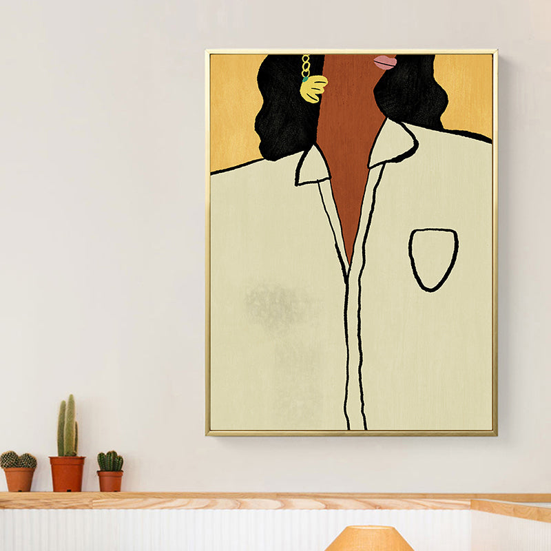 Brehn | Frau mit Ohrringen Wandkunst Texturiert Funky Wohnzimmer Leinwanddruck zur Dekoration