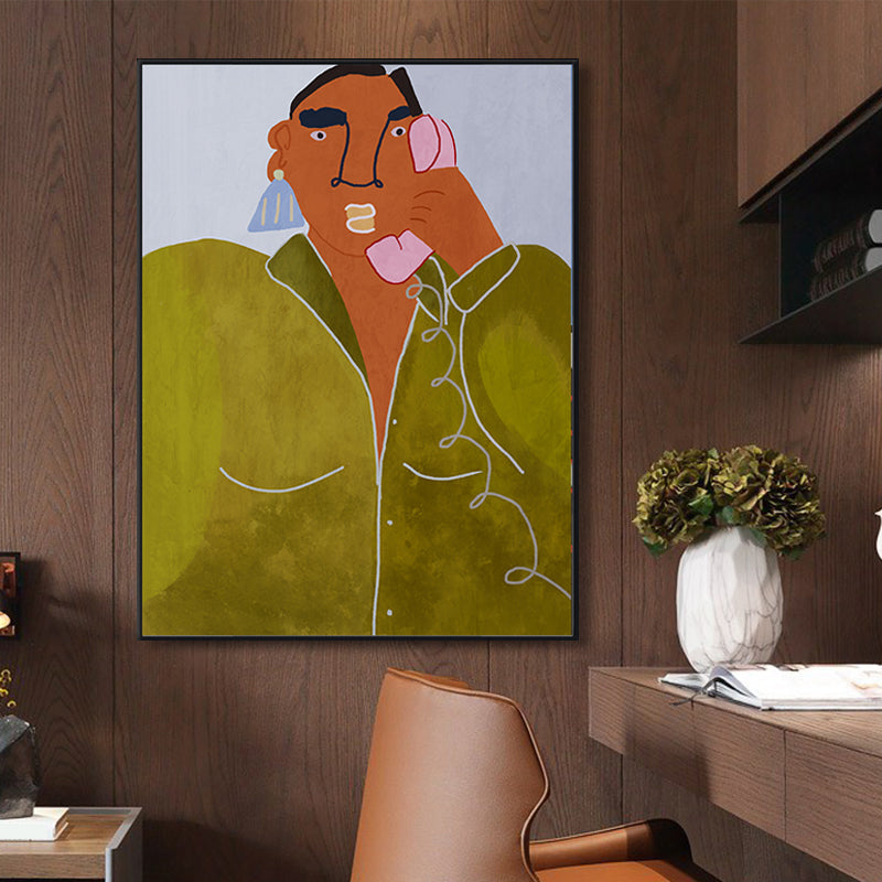 Brehn | Frau mit Ohrringen Wandkunst Texturiert Funky Wohnzimmer Leinwanddruck zur Dekoration