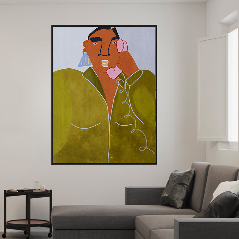 Brehn | Frau mit Ohrringen Wandkunst Texturiert Funky Wohnzimmer Leinwanddruck zur Dekoration