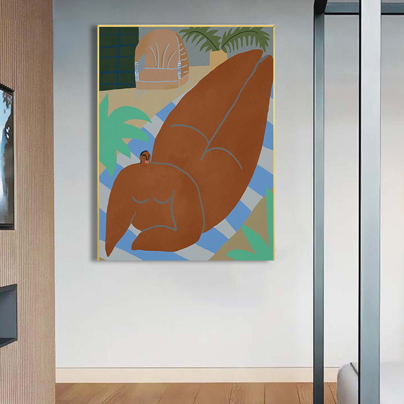 Brehn | Figur Wandkunst Druck Schlafzimmer Illustration Spaß Zeit des Riesen Leinwand in sanften Farben für Dekor