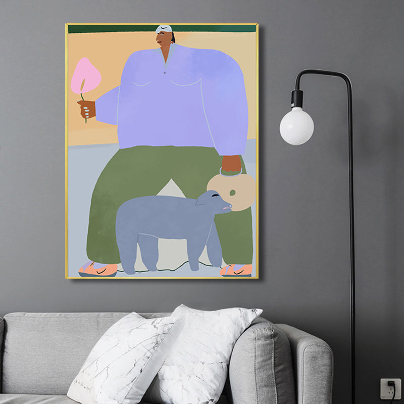 Brehn | Figur Wandkunst Druck Schlafzimmer Illustration Spaß Zeit des Riesen Leinwand in sanften Farben für Dekor