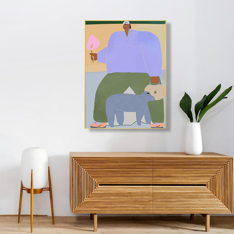 Brehn | Figur Wandkunst Druck Schlafzimmer Illustration Spaß Zeit des Riesen Leinwand in sanften Farben für Dekor