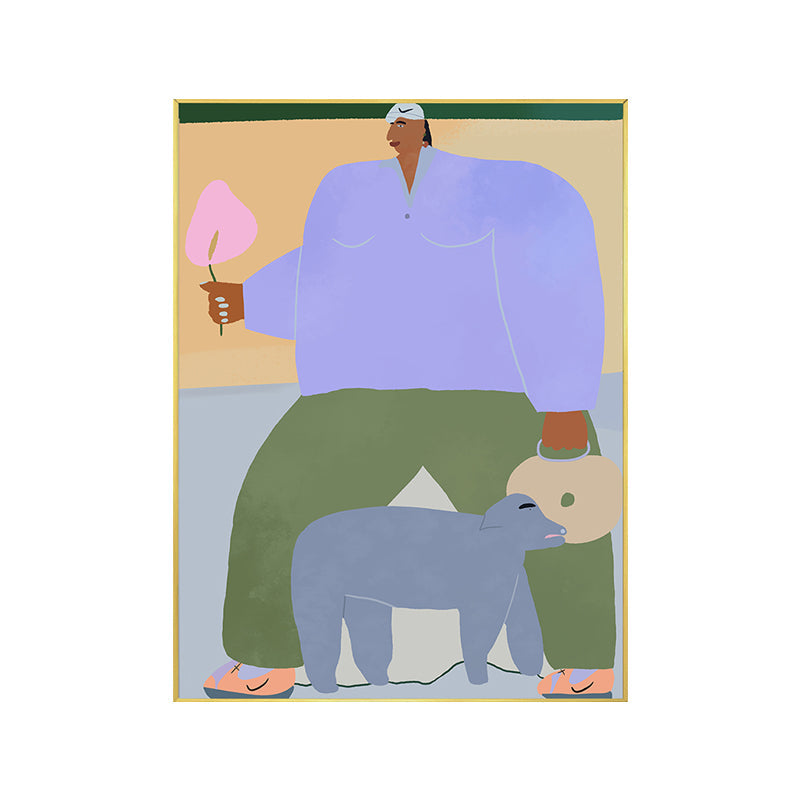 Brehn | Figur Wandkunst Druck Schlafzimmer Illustration Spaß Zeit des Riesen Leinwand in sanften Farben für Dekor