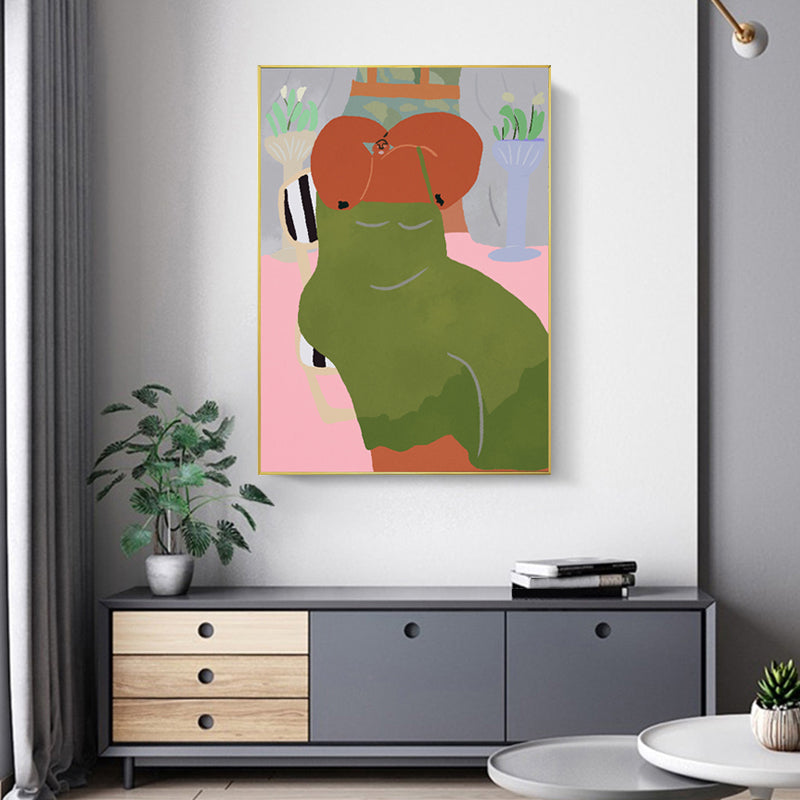Brehn | Figur Wandkunst Druck Schlafzimmer Illustration Spaß Zeit des Riesen Leinwand in sanften Farben für Dekor