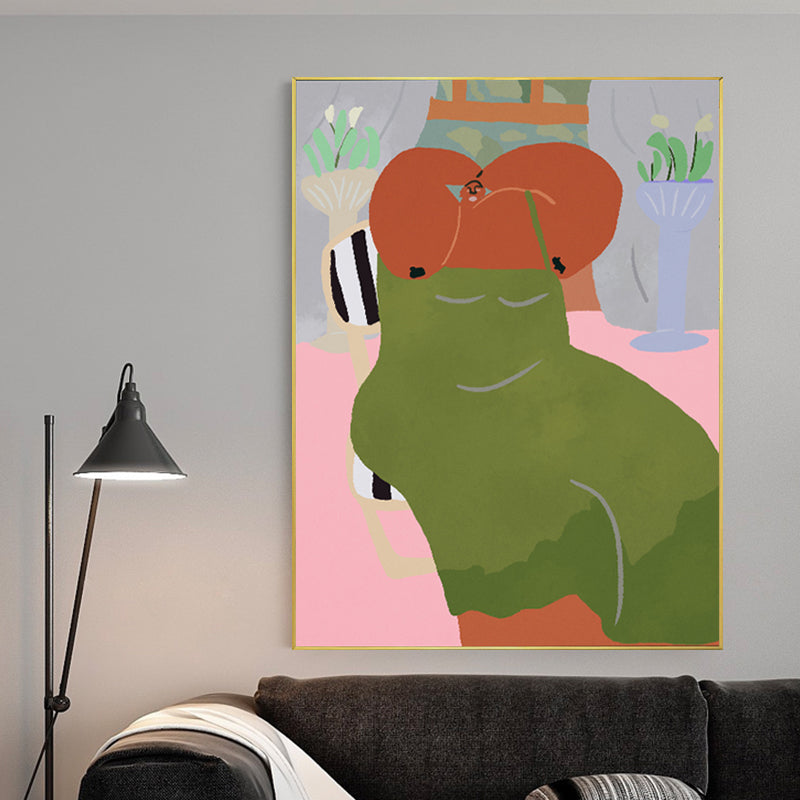 Brehn | Figur Wandkunst Druck Schlafzimmer Illustration Spaß Zeit des Riesen Leinwand in sanften Farben für Dekor