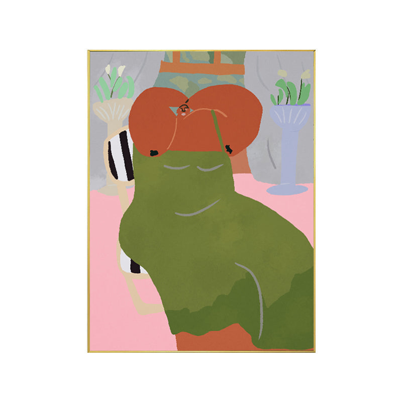 Brehn | Figur Wandkunst Druck Schlafzimmer Illustration Spaß Zeit des Riesen Leinwand in sanften Farben für Dekor