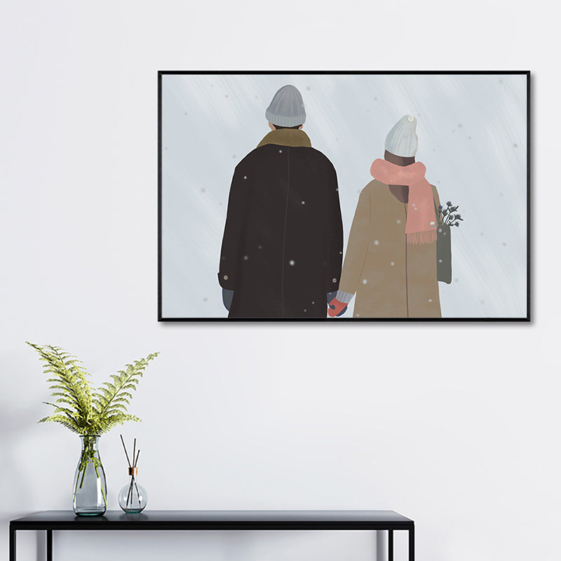 Brehn | Illustration Pop-Art-Leinwanddruck mit Figurenmuster in dunkler Farbe für das Wohnzimmer