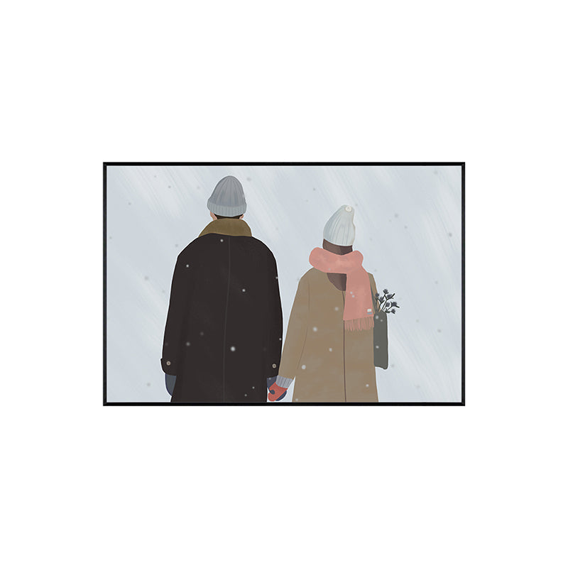 Brehn | Illustration Pop-Art-Leinwanddruck mit Figurenmuster in dunkler Farbe für das Wohnzimmer
