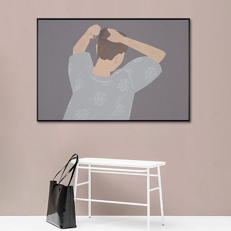 Brehn | Illustration Pop-Art-Leinwanddruck mit Figurenmuster in dunkler Farbe für das Wohnzimmer