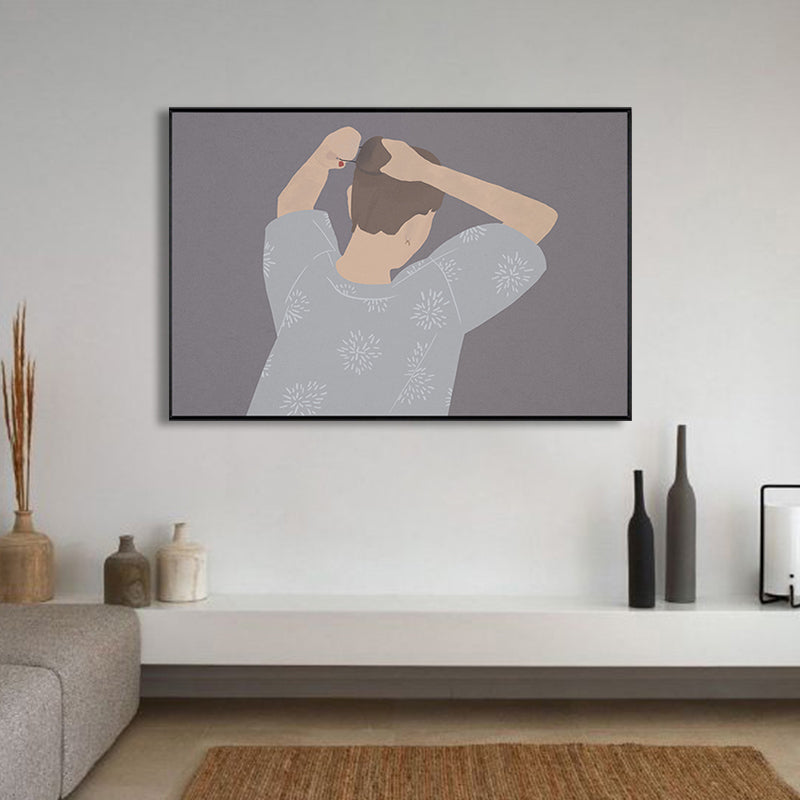 Brehn | Illustration Pop-Art-Leinwanddruck mit Figurenmuster in dunkler Farbe für das Wohnzimmer