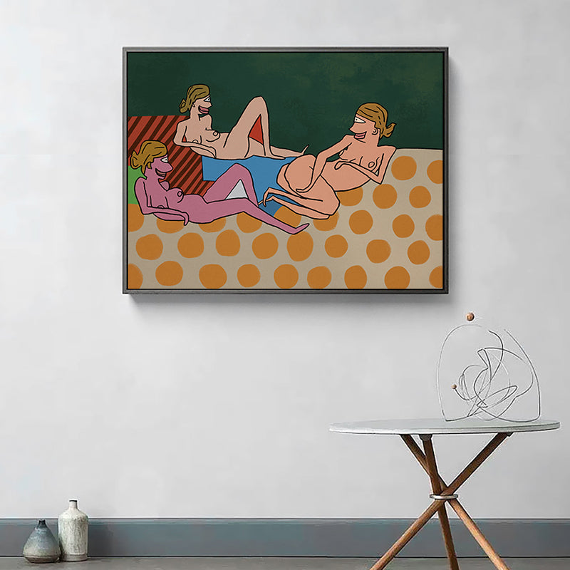 Brehn | Pastell Nude Frauen Wandkunst Comics Figuren Funky Texturierte Leinwanddruck für Schlafzimmer