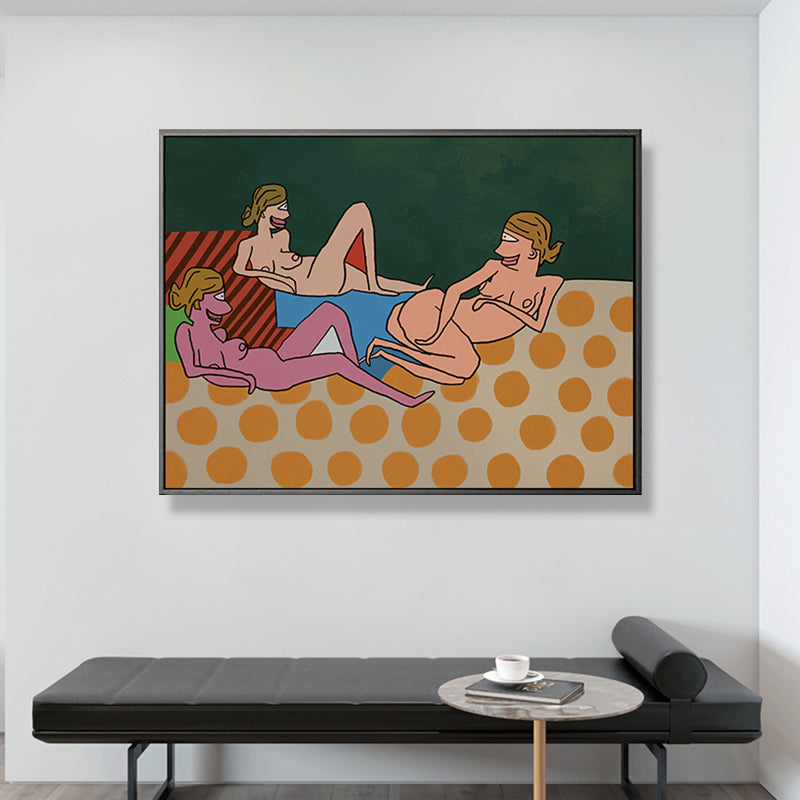 Brehn | Pastell Nude Frauen Wandkunst Comics Figuren Funky Texturierte Leinwanddruck für Schlafzimmer