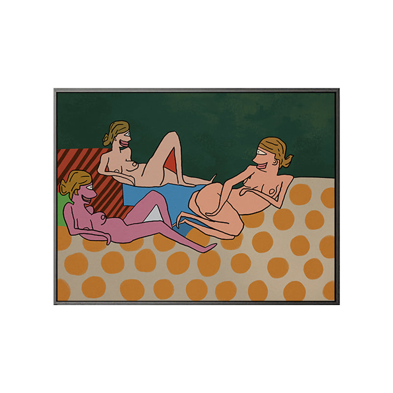 Brehn | Pastell Nude Frauen Wandkunst Comics Figuren Funky Texturierte Leinwanddruck für Schlafzimmer