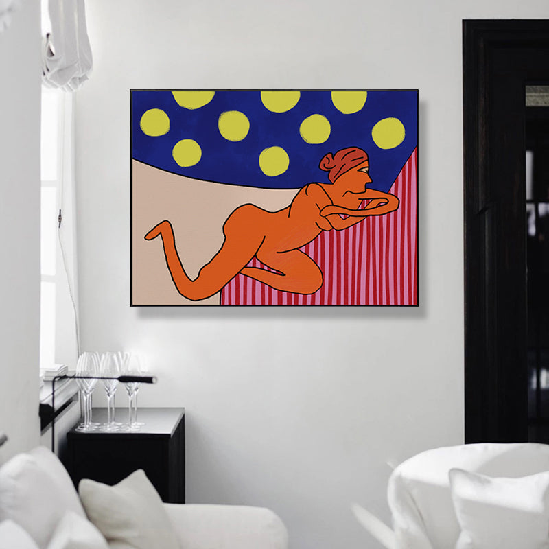 Brehn | Pastell Nude Frauen Wandkunst Comics Figuren Funky Texturierte Leinwanddruck für Schlafzimmer