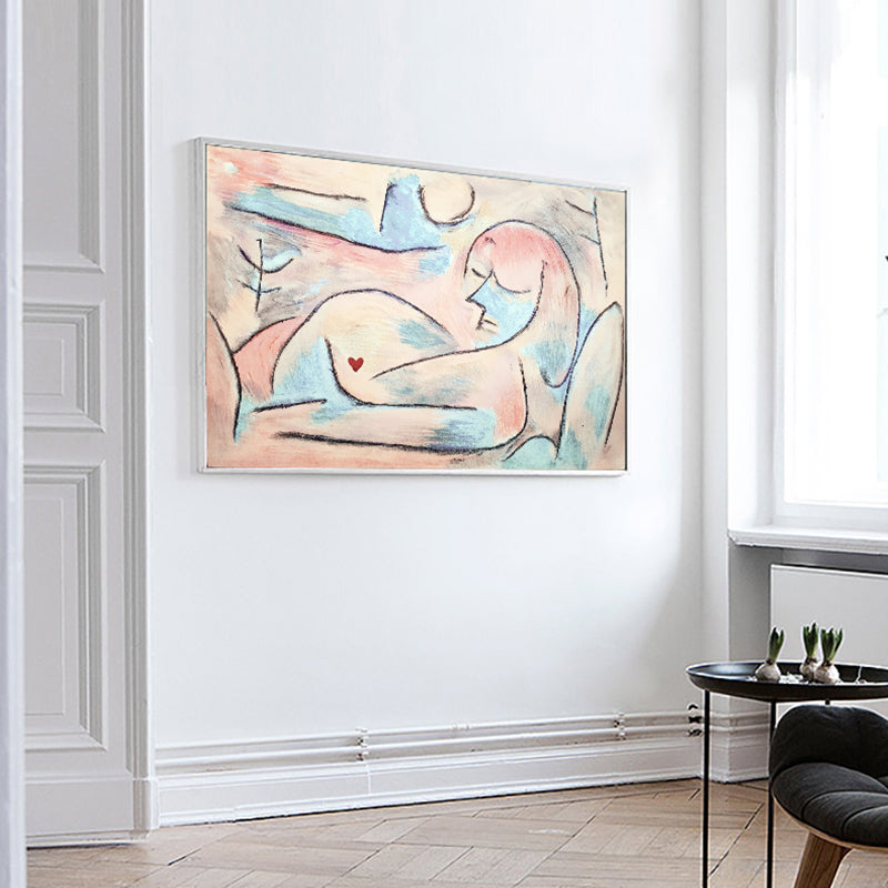 Brehn | Picasso-Stil Figurenzeichnung Leinwand Funky Texturierte Wandkunst Druck in Nude für Foyer