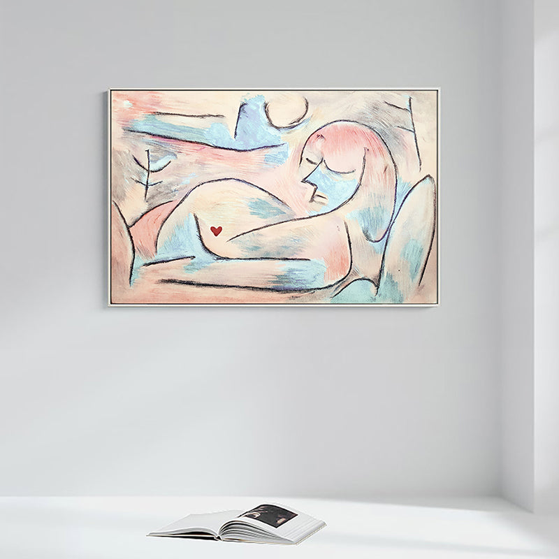 Brehn | Picasso-Stil Figurenzeichnung Leinwand Funky Texturierte Wandkunst Druck in Nude für Foyer