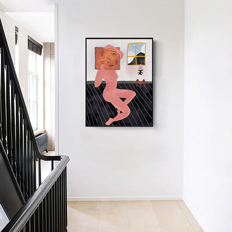 Brehn | Nude mit komischem Gesicht Canvas Kunst Braun Modern Stil Wanddekoration für Hausinterieur