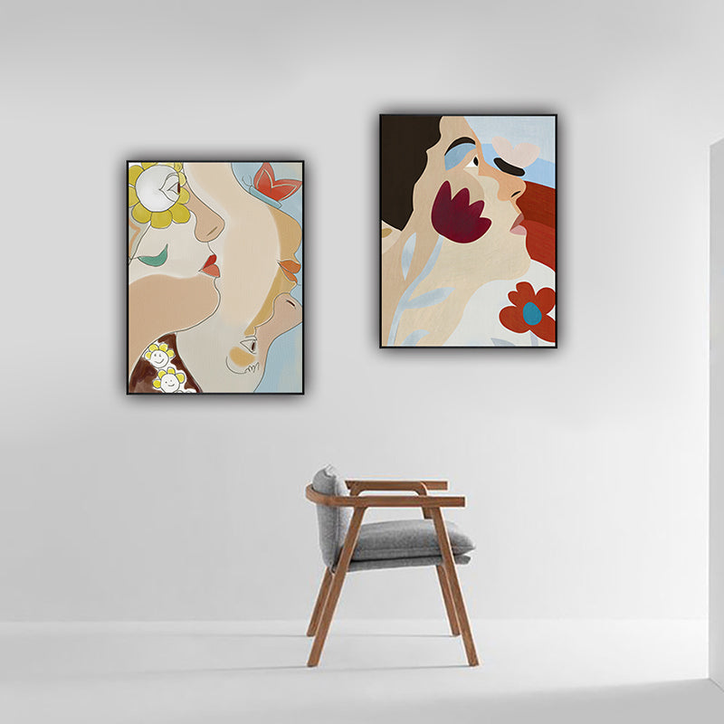 Brehn | Tribal Man Wandkunst Wohnzimmer Figur Leinwanddruck in Pastellfarbe für die Wohnkultur