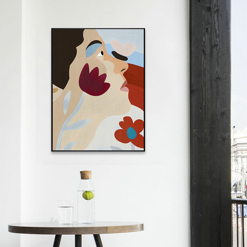 Brehn | Tribal Man Wandkunst Wohnzimmer Figur Leinwanddruck in Pastellfarbe für die Wohnkultur