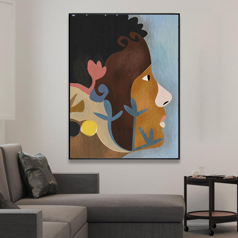 Brehn | Tribal Man Wandkunst Wohnzimmer Figur Leinwanddruck in Pastellfarbe für die Wohnkultur