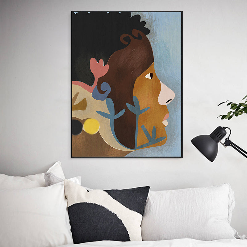 Brehn | Tribal Man Wandkunst Wohnzimmer Figur Leinwanddruck in Pastellfarbe für die Wohnkultur