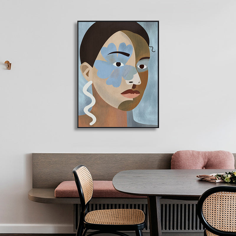 Brehn | Tribal Man Wandkunst Wohnzimmer Figur Leinwanddruck in Pastellfarbe für die Wohnkultur