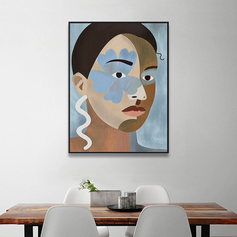 Brehn | Tribal Man Wandkunst Wohnzimmer Figur Leinwanddruck in Pastellfarbe für die Wohnkultur