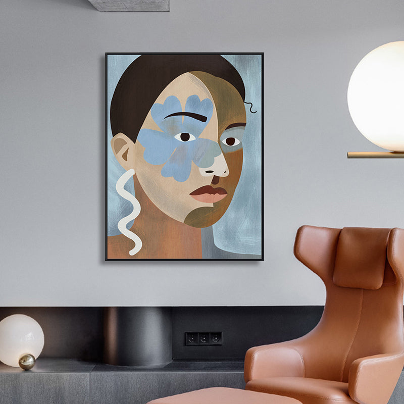 Brehn | Tribal Man Wandkunst Wohnzimmer Figur Leinwanddruck in Pastellfarbe für die Wohnkultur