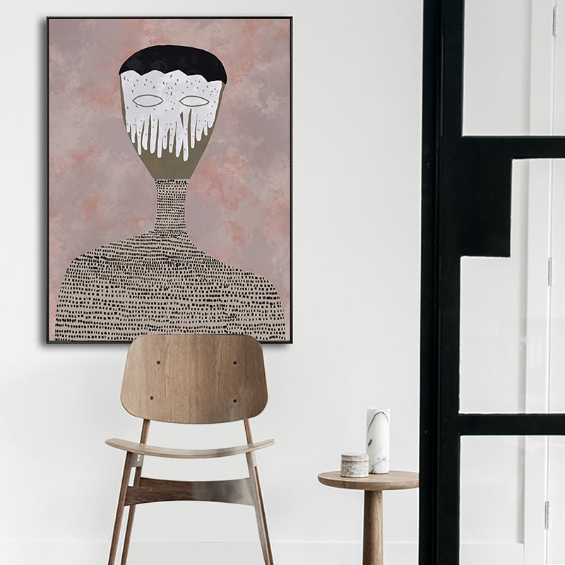 Brehn | Funky Harlequin Leinwanddruck Braune Illustration Figur Wandkunst für das Wohnzimmer