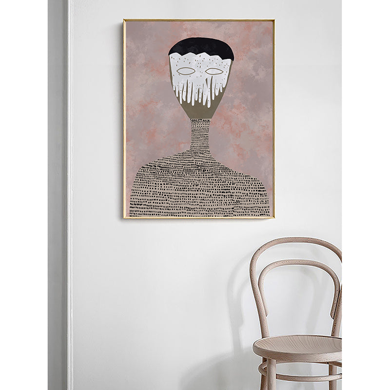 Brehn | Funky Harlequin Leinwanddruck Braune Illustration Figur Wandkunst für das Wohnzimmer