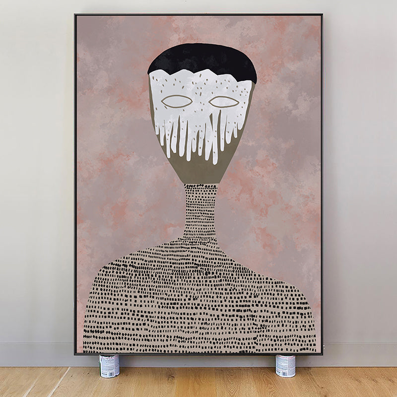 Brehn | Funky Harlequin Leinwanddruck Braune Illustration Figur Wandkunst für das Wohnzimmer