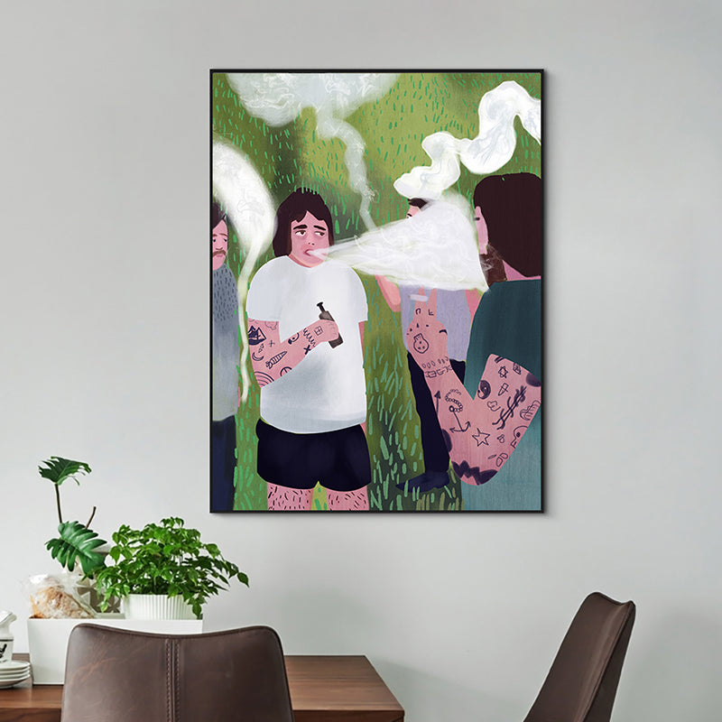 Brehn | Illustration Bad Boys Wandkunst Weiß Leinwanddruck Wanddekoration für Schlafzimmer, Texturiert