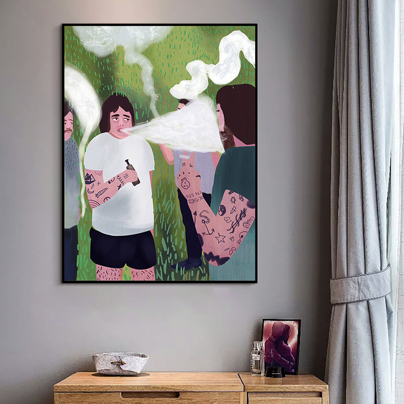 Brehn | Illustration Bad Boys Wandkunst Weiß Leinwanddruck Wanddekoration für Schlafzimmer, Texturiert
