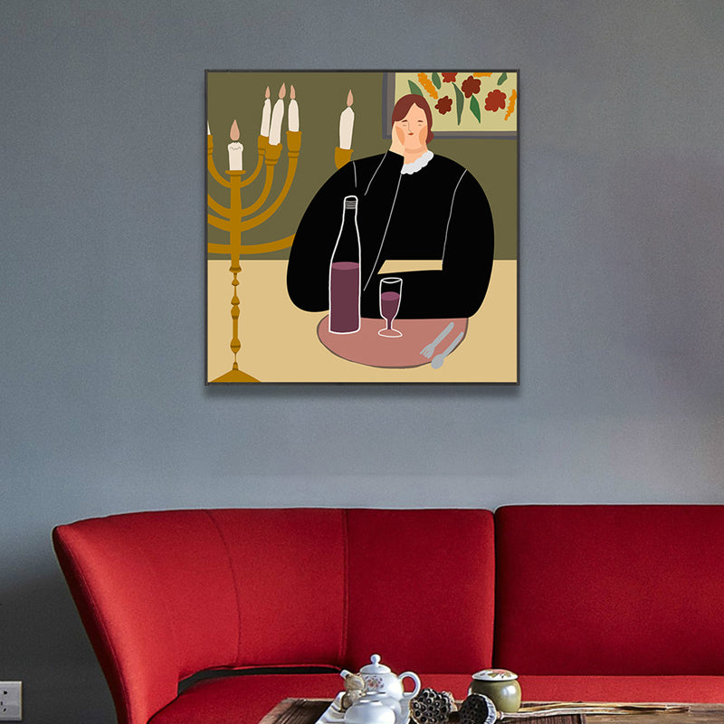 Brehn | Leinwand Texturierten Kunst Druck Funky Illustrierten Allein Trinken Wand Dekoration für Mädchen Schlafzimmer