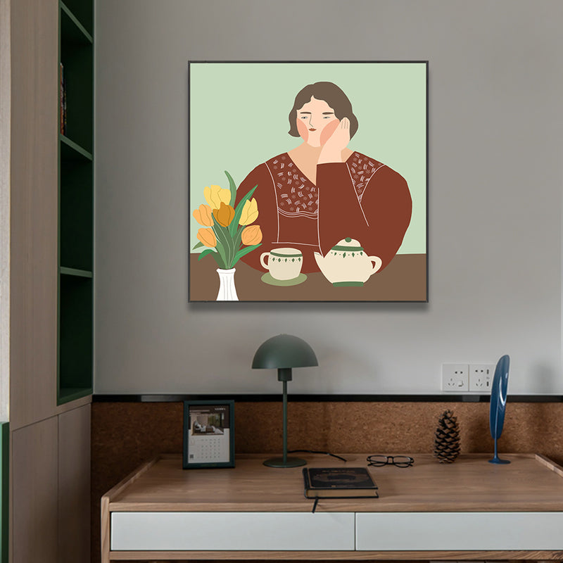 Brehn | Leinwand Texturierten Kunst Druck Funky Illustrierten Allein Trinken Wand Dekoration für Mädchen Schlafzimmer