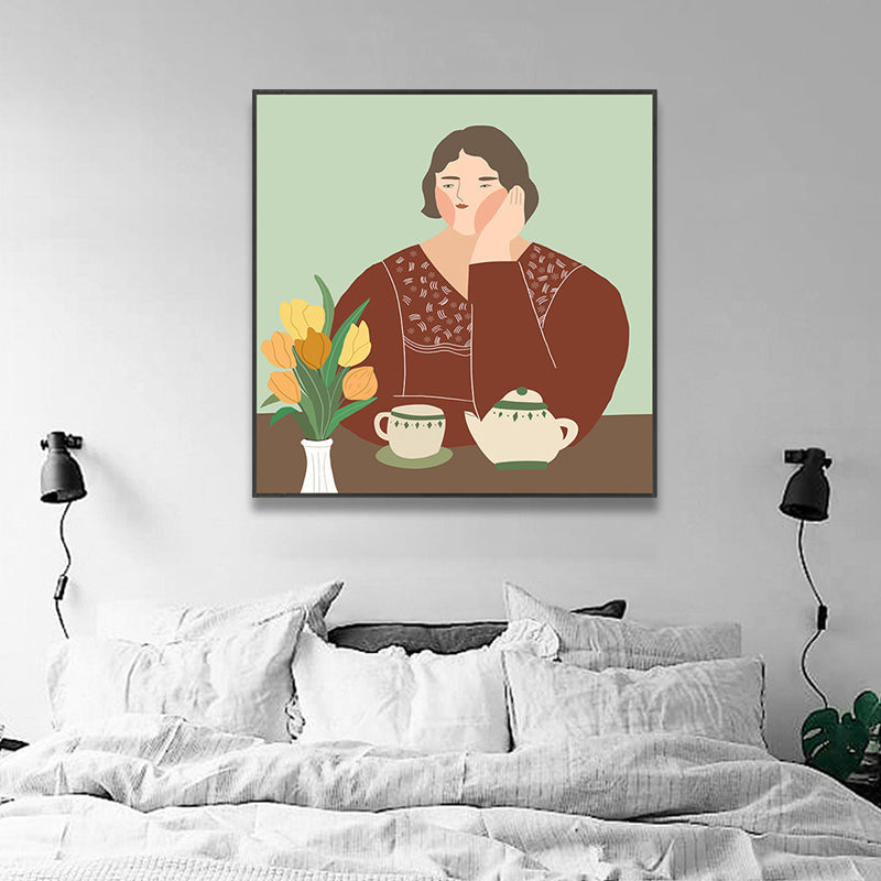 Brehn | Leinwand Texturierten Kunst Druck Funky Illustrierten Allein Trinken Wand Dekoration für Mädchen Schlafzimmer