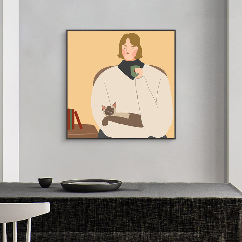 Brehn | Leinwand Texturierten Kunst Druck Funky Illustrierten Allein Trinken Wand Dekoration für Mädchen Schlafzimmer