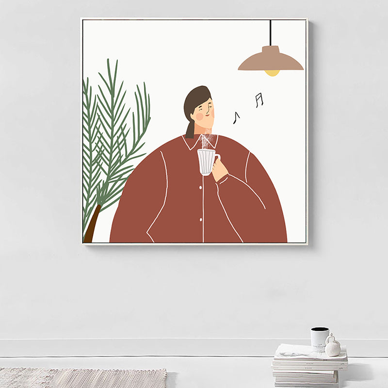 Brehn | Pastell Illustration Mädchen Wandkunst Figur Nordic Stil Texturiert Leinwanddruck für Schlafzimmer