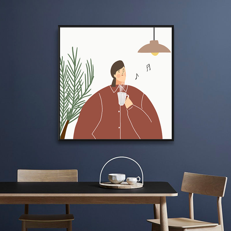 Brehn | Pastell Illustration Mädchen Wandkunst Figur Nordic Stil Texturiert Leinwanddruck für Schlafzimmer