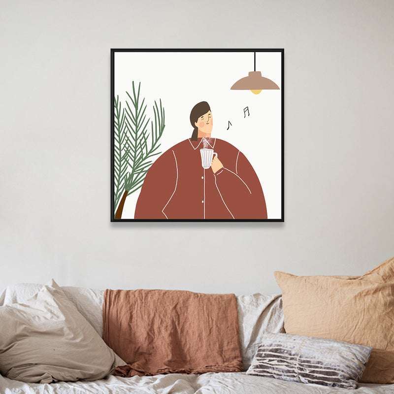 Brehn | Pastell Illustration Mädchen Wandkunst Figur Nordic Stil Texturiert Leinwanddruck für Schlafzimmer