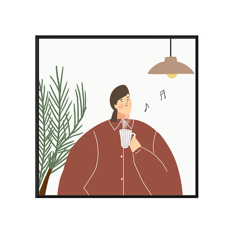 Brehn | Pastell Illustration Mädchen Wandkunst Figur Nordic Stil Texturiert Leinwanddruck für Schlafzimmer