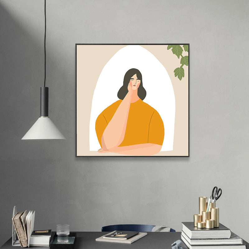 Brehn | Pastell Illustration Mädchen Wandkunst Figur Nordic Stil Texturiert Leinwanddruck für Schlafzimmer