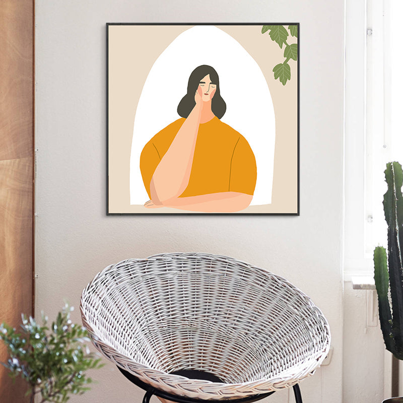 Brehn | Pastell Illustration Mädchen Wandkunst Figur Nordic Stil Texturiert Leinwanddruck für Schlafzimmer