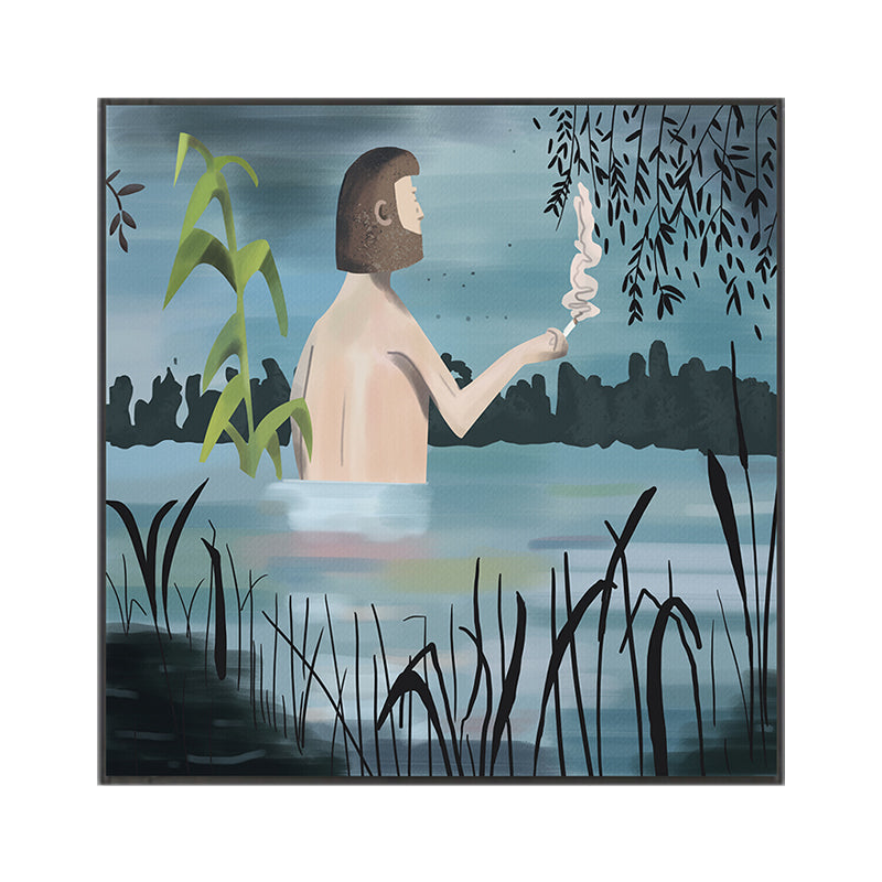 Brehn | Blaue Mittsommernacht-Leinwandkunst Strukturierte skandinavische Esszimmer Wanddekoration, mehrere Größen
