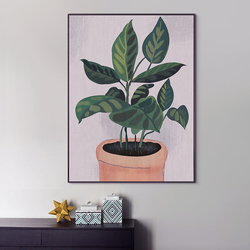 Brehn | Nordic Topfpflanzen Kunstprint Leinwand Texturiert Grünes Wanddekor für Hausinterieur
