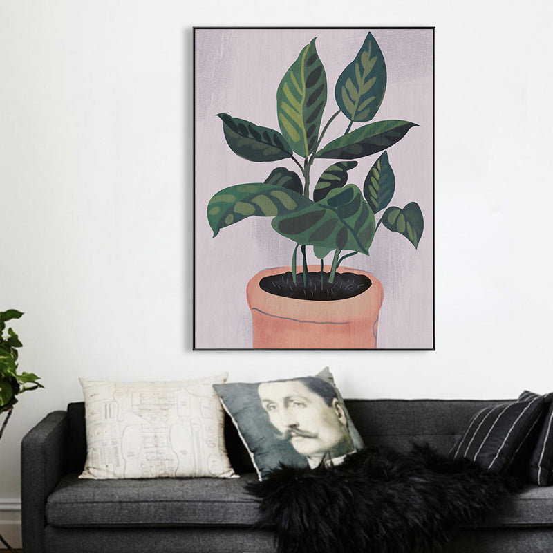 Brehn | Nordic Topfpflanzen Kunstprint Leinwand Texturiert Grünes Wanddekor für Hausinterieur