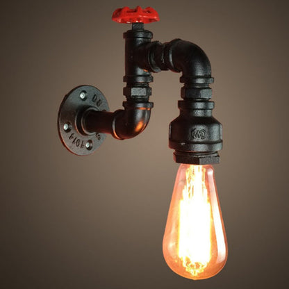 Schwarze Wandmontage Lampe Steampunk Eisen 1-Licht Wohnzimmer Wandlicht Kit mit rohem Ventil | Brehn