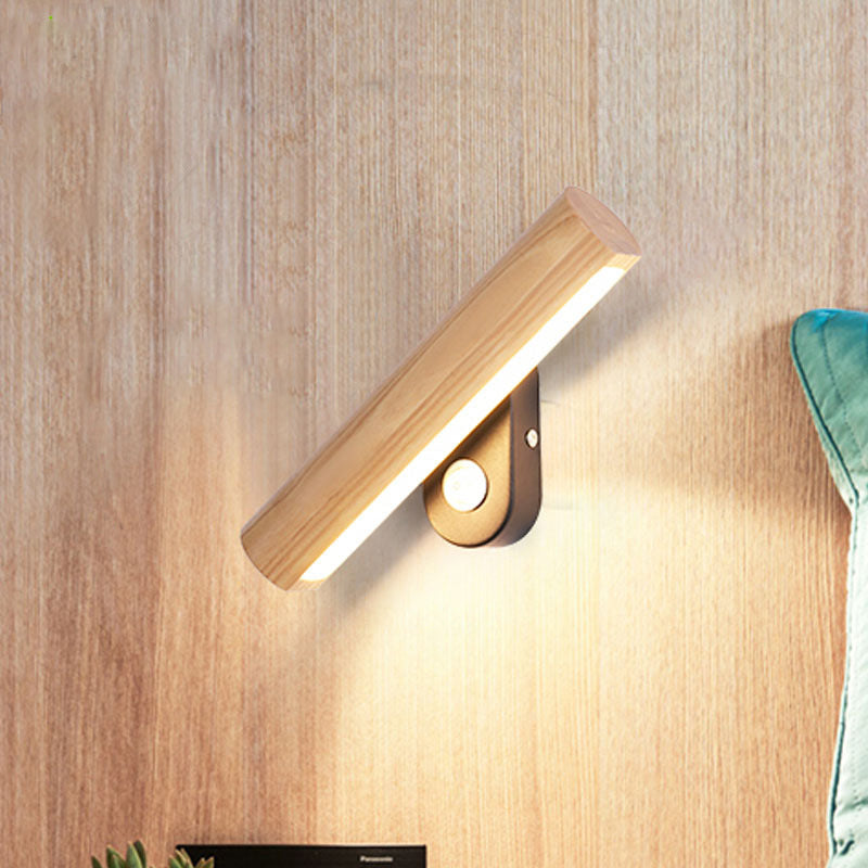 Drehbarer Rohr Nachttisch Wandmontage Licht Holz 8.5"/12.5" Breite LED Einfache Wandlampe Leuchte in Warm/Weiß Licht | Brehn