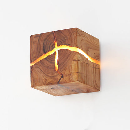 Cube Crack Wood Flush Wall Light Creative Nordic Integrated LED Beige Wandlampe | Brehn