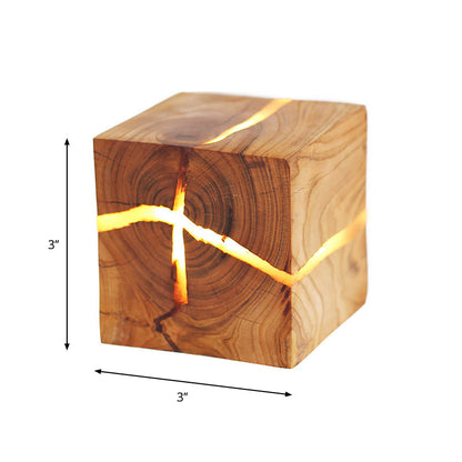 Cube Crack Wood Flush Wall Light Creative Nordic Integrated LED Beige Wandlampe | Brehn